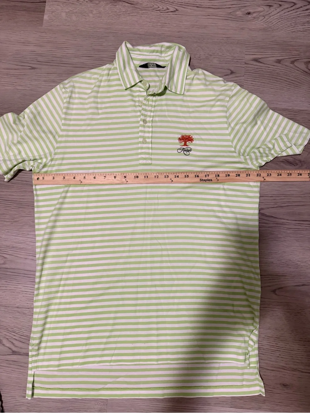 Polo Golf Ralph Lauren Kiawah Island Striped Polo Shirt Green White Cotton Large